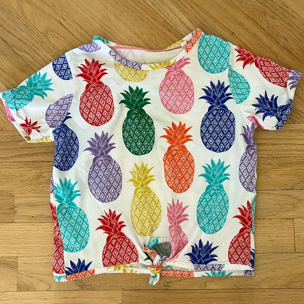 Boden girls tie front pineapple tee